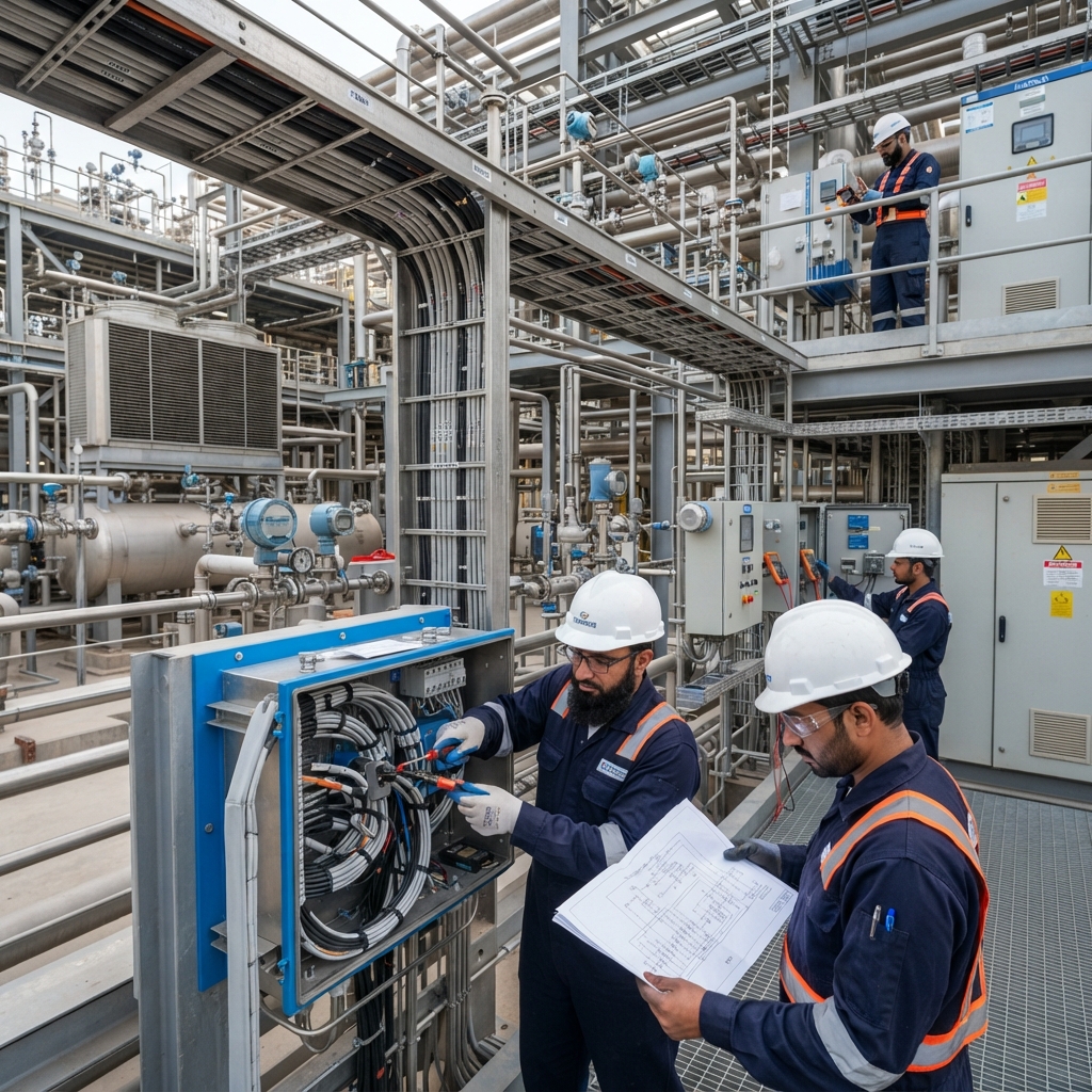 Engineers installing industrial systems