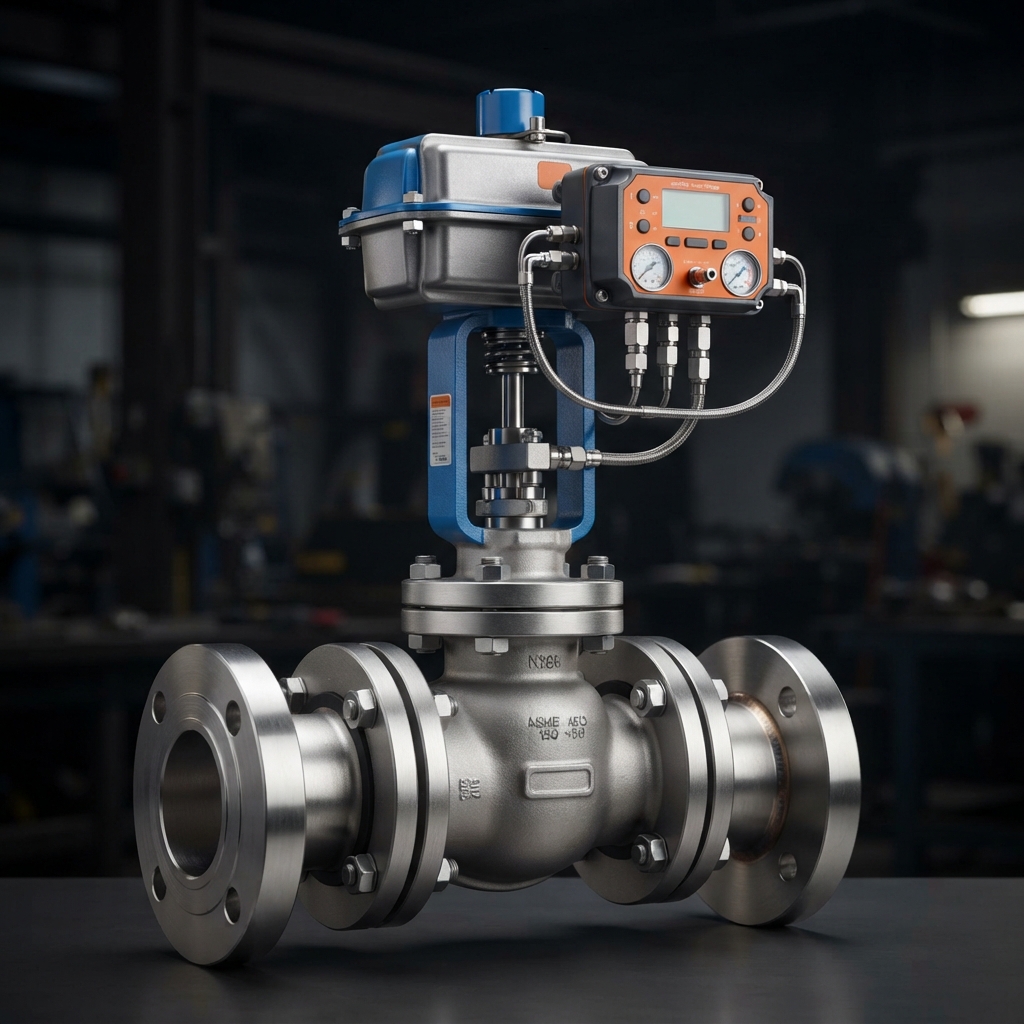 Industrial control valve on piping